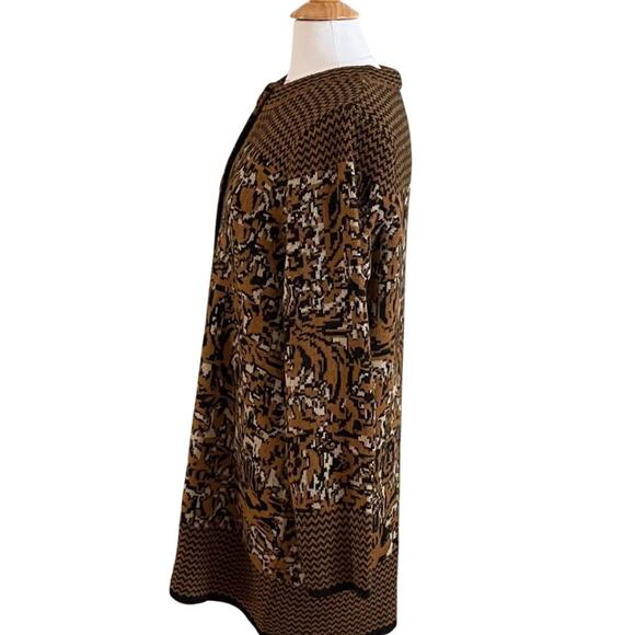 Liz Claiborne Brown/Tan Alpaca Blend Long Crew Neck Cardigan Sweater, Size L - Picture 3 of 12